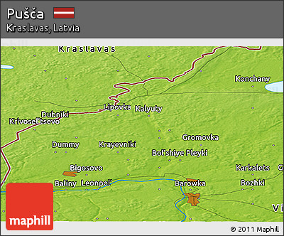 Physical Panoramic Map of Pušča