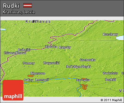 Physical Panoramic Map of Rudki