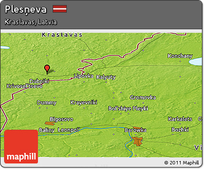 Physical Panoramic Map of Plesņeva