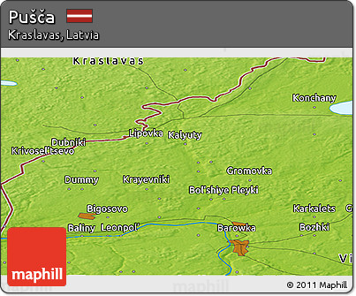 Physical Panoramic Map of Pušča