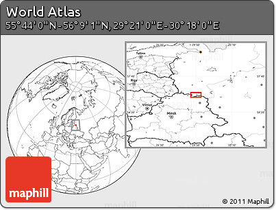 Blank Location Map of the Area around 55° 56' 31" N, 29° 49' 30" E