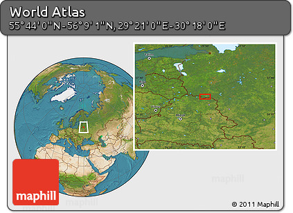 Satellite Location Map of the Area around 55° 56' 31" N, 29° 49' 30" E