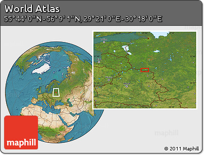 Satellite Location Map of the Area around 55° 56' 31" N, 29° 49' 30" E