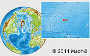 Physical Location Map of the area around 55° 56' 31" N, 31° 22' 30" W
