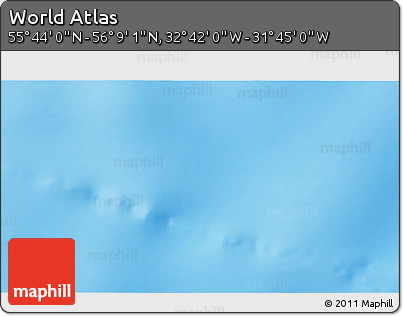 Physical 3D Map of the Area around 55° 56' 31" N, 32° 13' 30" W