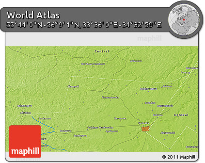 Physical 3D Map of the Area around 55° 56' 31" N, 34° 4' 30" E