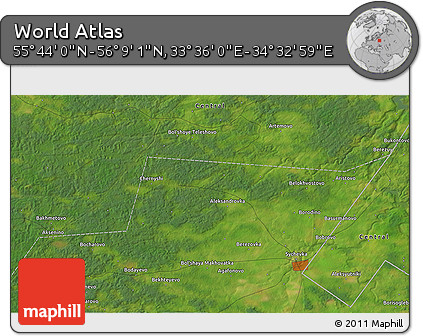 Satellite 3D Map of the Area around 55° 56' 31" N, 34° 4' 30" E