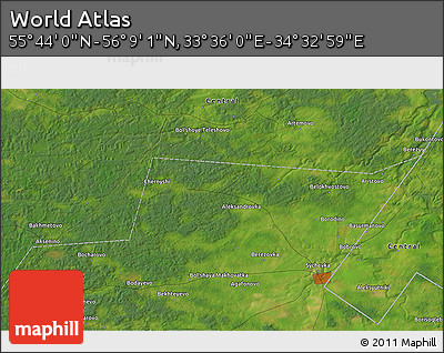 Satellite 3D Map of the Area around 55° 56' 31" N, 34° 4' 30" E