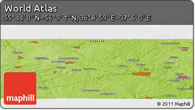 Physical Panoramic Map of the Area around 55° 56' 31" N, 36° 37' 30" E