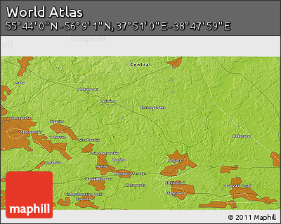 Physical 3D Map of the Area around 55° 56' 31" N, 38° 19' 30" E