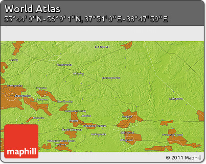 Physical 3D Map of the Area around 55° 56' 31" N, 38° 19' 30" E