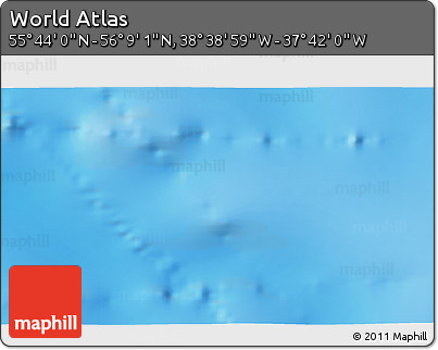 Shaded Relief 3D Map of the Area around 55° 56' 31" N, 38° 10' 29" W
