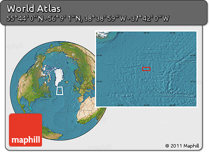 Satellite Location Map of the Area around 55° 56' 31" N, 38° 10' 29" W