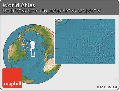 Satellite Location Map of the Area around 55° 56' 31" N, 38° 10' 29" W