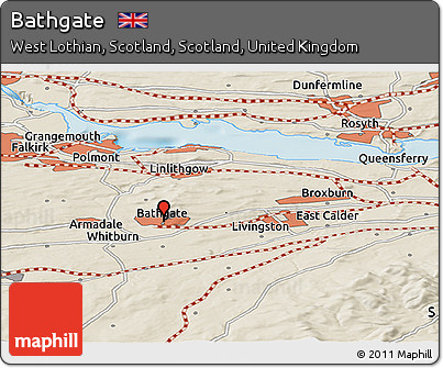 Shaded Relief Panoramic Map of Bathgate