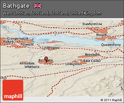 Shaded Relief Panoramic Map of Bathgate