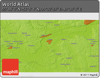 Physical 3D Map of the Area around 55° 56' 31" N, 40° 1' 29" E