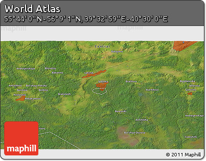 Satellite 3D Map of the Area around 55° 56' 31" N, 40° 1' 29" E