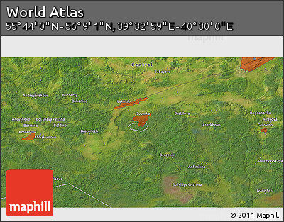 Satellite 3D Map of the Area around 55° 56' 31" N, 40° 1' 29" E