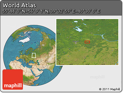 Satellite Location Map of the Area around 55° 56' 31" N, 40° 1' 29" E