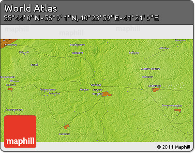 Physical 3D Map of the Area around 55° 56' 31" N, 40° 52' 30" E