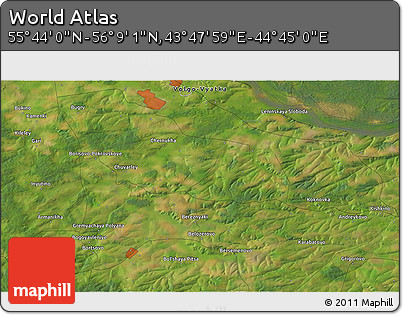 Satellite 3D Map of the Area around 55° 56' 31" N, 44° 16' 29" E