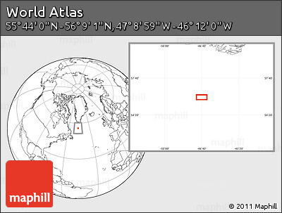 Blank Location Map of the Area around 55° 56' 31" N, 46° 40' 29" W