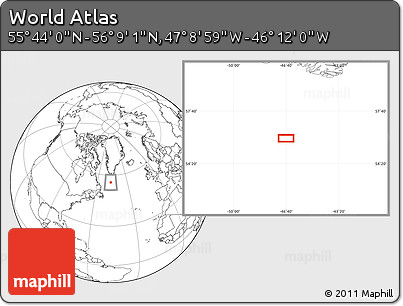 Blank Location Map of the Area around 55° 56' 31" N, 46° 40' 29" W