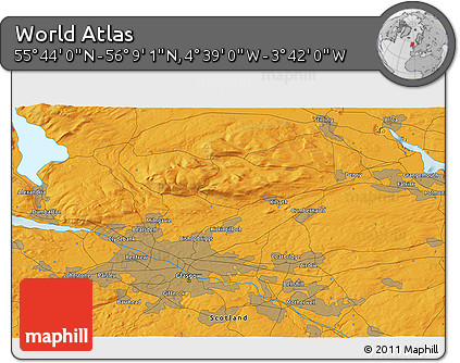 Political 3D Map of the Area around 55° 56' 31" N, 4° 10' 30" W