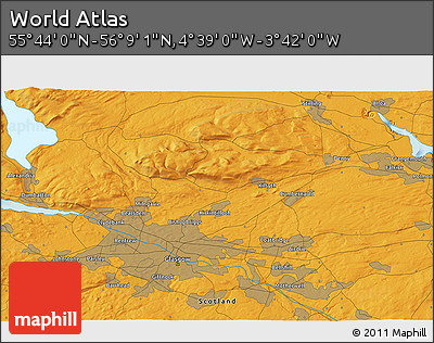 Political 3D Map of the Area around 55° 56' 31" N, 4° 10' 30" W