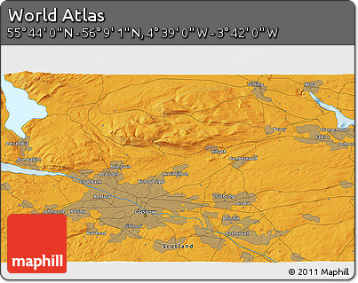 Political 3D Map of the Area around 55° 56' 31" N, 4° 10' 30" W