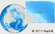 Shaded Relief Location Map of the area around 55° 56' 31" N, 53° 28' 30" W