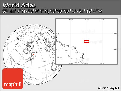 Blank Location Map of the Area around 55° 56' 31" N, 55° 10' 29" W