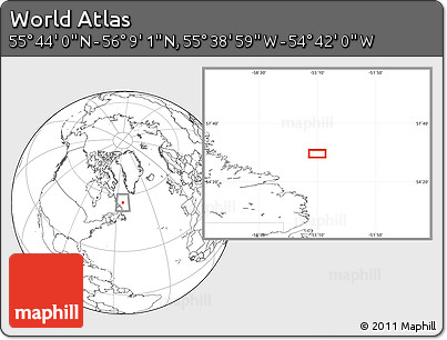 Blank Location Map of the Area around 55° 56' 31" N, 55° 10' 29" W