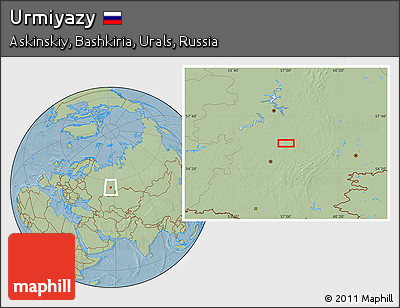 Savanna Style Location Map of Urmiyazy, hill shading
