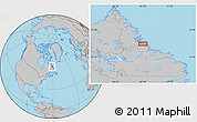 Gray Location Map of the area around 55° 56' 31" N, 61° 7' 30" W