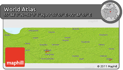 Physical Panoramic Map of the Area around 55° 56' 31" N, 72° 19' 29" E