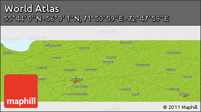 Physical Panoramic Map of the Area around 55° 56' 31" N, 72° 19' 29" E