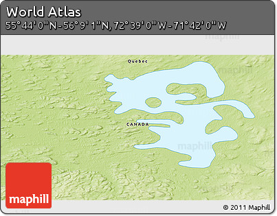 Physical 3D Map of the Area around 55° 56' 31" N, 72° 10' 30" W