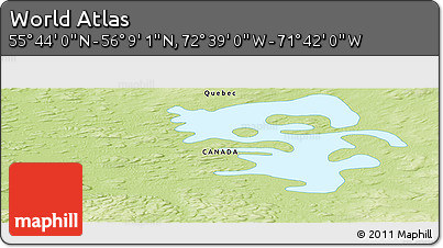 Physical Panoramic Map of the Area around 55° 56' 31" N, 72° 10' 30" W