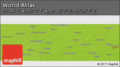 Physical Panoramic Map of the Area around 55° 56' 31" N, 73° 10' 30" E