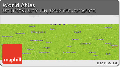 Physical Panoramic Map of the Area around 55° 56' 31" N, 73° 10' 30" E
