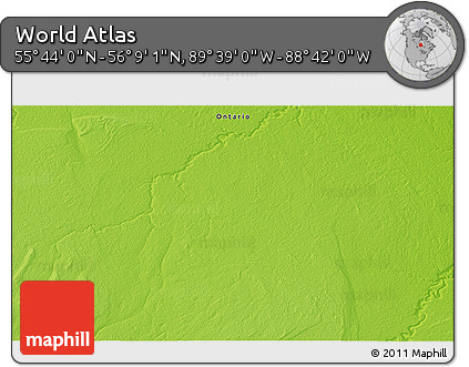 Physical 3D Map of the Area around 55° 56' 31" N, 89° 10' 30" W