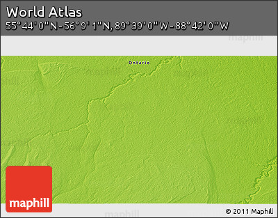 Physical 3D Map of the Area around 55° 56' 31" N, 89° 10' 30" W