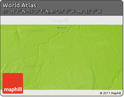 Physical 3D Map of the Area around 55° 56' 31" N, 89° 10' 30" W