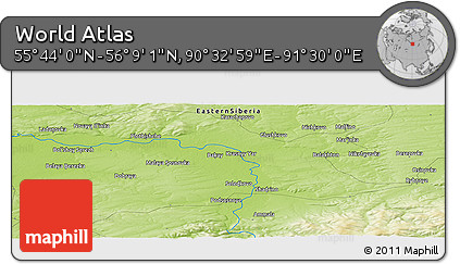 Physical Panoramic Map of the Area around 55° 56' 31" N, 91° 1' 30" E