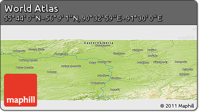 Physical Panoramic Map of the Area around 55° 56' 31" N, 91° 1' 30" E