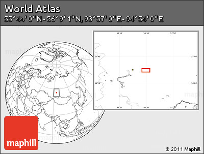Blank Location Map of the Area around 55° 56' 31" N, 94° 25' 30" E