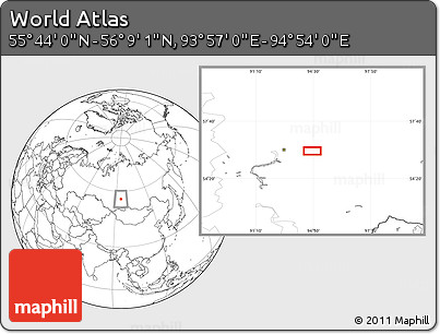Blank Location Map of the Area around 55° 56' 31" N, 94° 25' 30" E