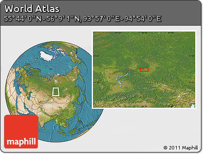 Satellite Location Map of the Area around 55° 56' 31" N, 94° 25' 30" E